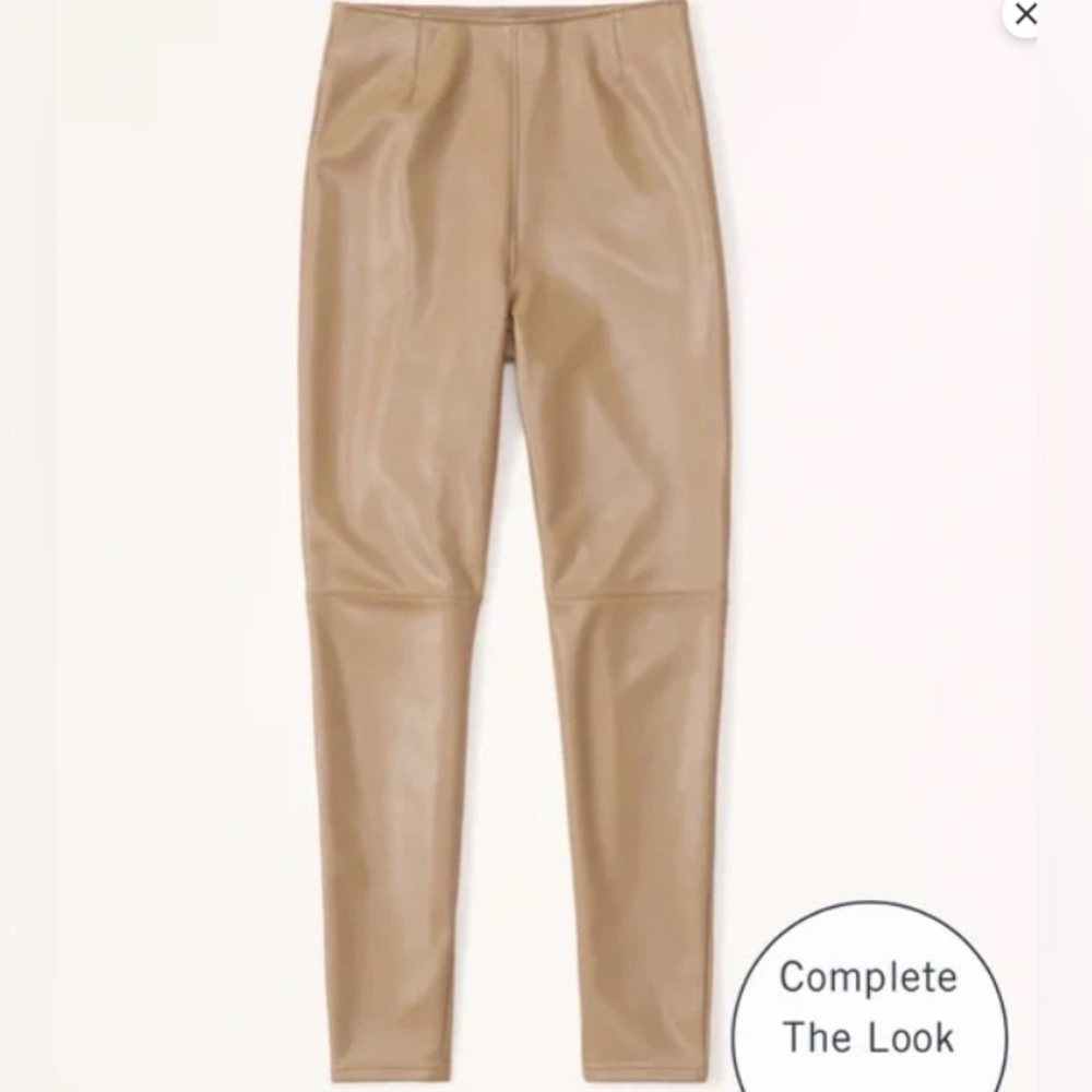 NWT Abercrombie & Fitch Vegan Leather Leggings Skinny PetitePant in Bro…